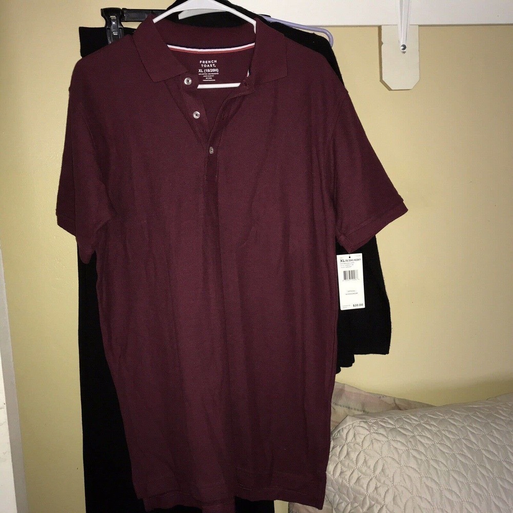 French Toast Polo Shirt Youth XL Husky Maroon Short Sleeves Collar New With Tags